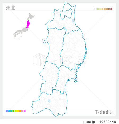 東北6県のイラスト素材