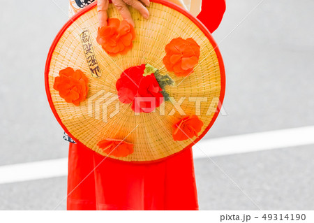 山形花笠まつり 笠の写真素材