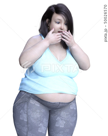 太った 女性 ぽっちゃり 肥満の写真素材