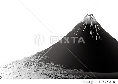 富士山 モノクロ 白黒 山のイラスト素材