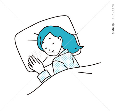眠る 女性 睡眠 おしゃれのイラスト素材