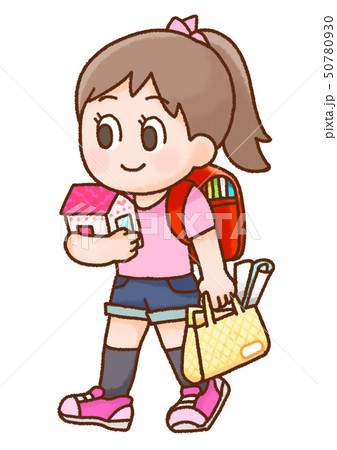 人物 子供 小学生 女の子のイラスト素材