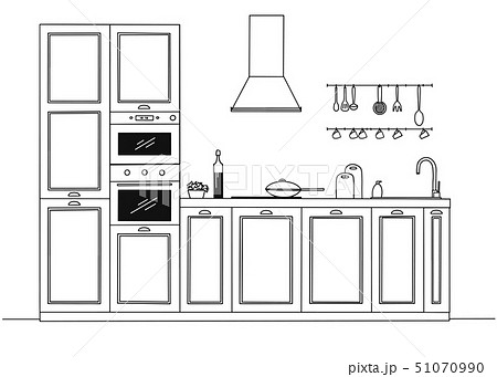 フリーハンド 手描き キッチン 厨房のイラスト素材