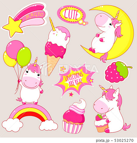 ユニコーン かわいいのイラスト素材