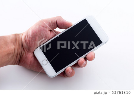 スマートフォン スマホ 手 持つの写真素材