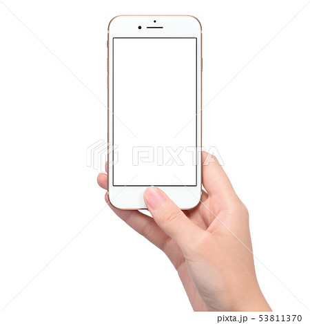 Iphone スマートフォン 手 はめ込みの写真素材