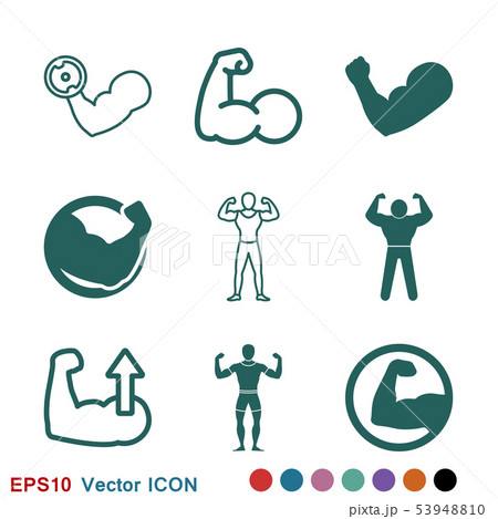 マッスル 筋肉 腕 アイコンのイラスト素材