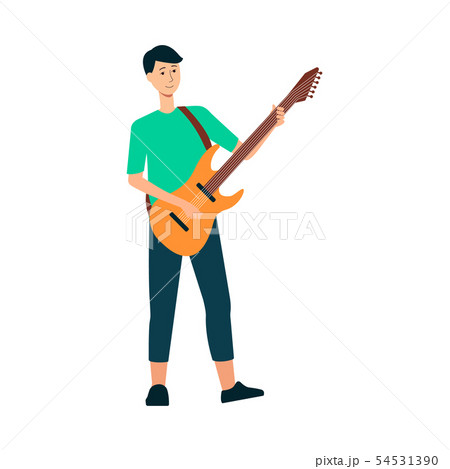 ギター 手 持つ アトリエのイラスト素材