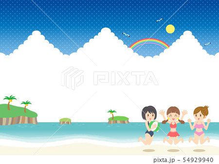 女性 水着 夏 海のイラスト素材