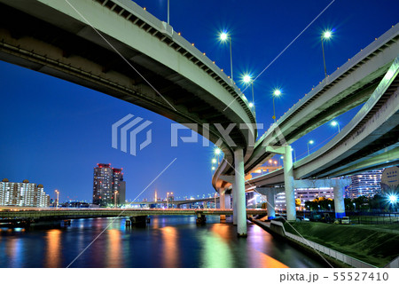 有明ジャンクション 夜景の写真素材