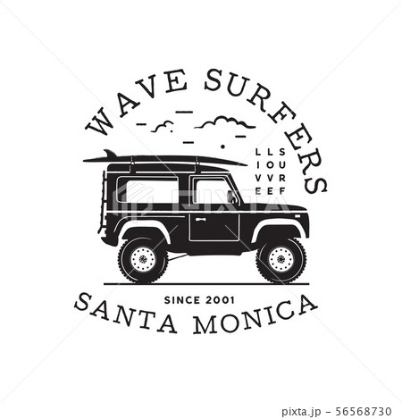 海 白黒 サーフィン カリフォルニアのイラスト素材