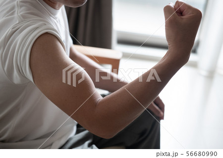 ソフトマッチョ 上半身の写真素材