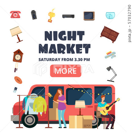 フリーマーケット フリマ 売る バザーのイラスト素材