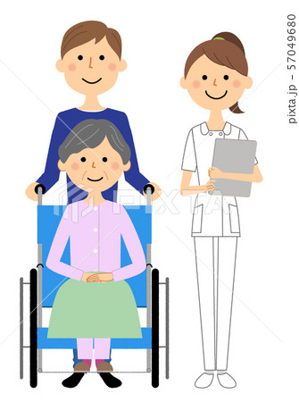 入院 患者 男性 不安のイラスト素材