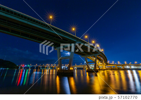 海田大橋 夜景の写真素材