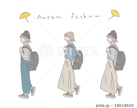 女の子 オシャレ ファッション 秋のイラスト素材 Pixta