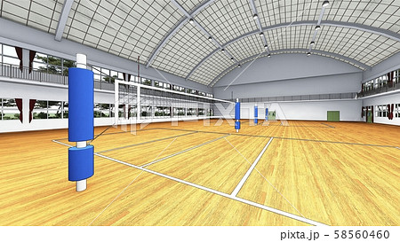 バレーボール 体育館 ボール 施設の写真素材