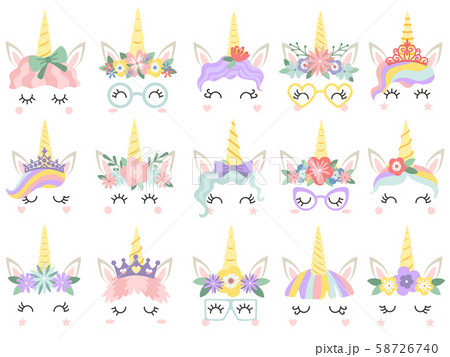 子供 女の子 女子 ユニコーンのイラスト素材