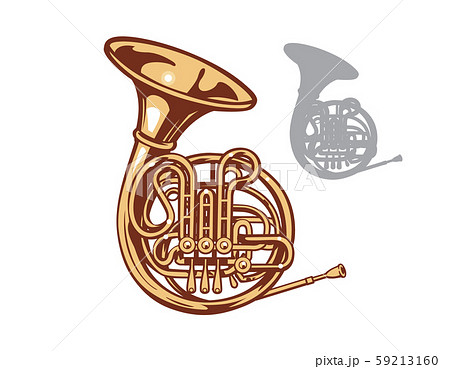 ホルン 金管楽器 吹奏楽 楽器の写真素材