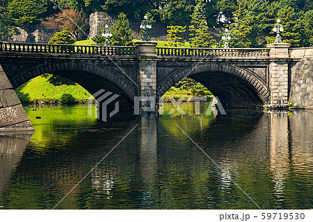 皇居 二重橋 橋 江戸城の写真素材