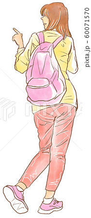 覗き込む人の後ろ姿のイラスト素材