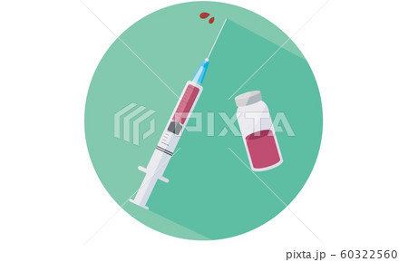 注射器 イラスト かわいい コピースペースの写真素材