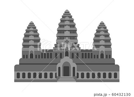 アンコールワット モノクロ アクリル画