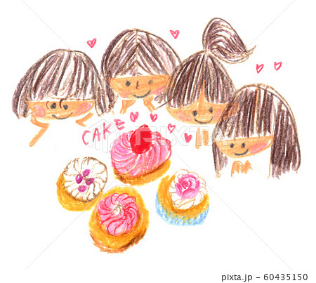 女の子 ケーキ 生クリーム スイーツのイラスト素材 女の子 ケーキ 生クリーム スイーツのイラスト素材