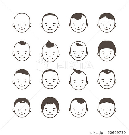 人物 子供 男の子 似顔絵 イラストの写真素材