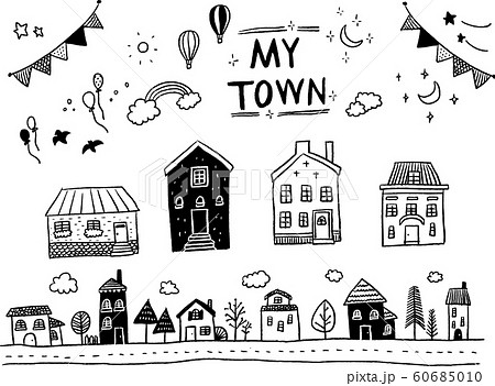 レトロ イラスト 線画 背景のイラスト素材