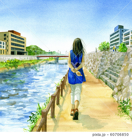 河川敷のイラスト素材