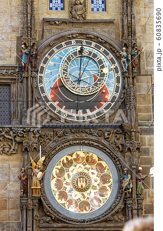 時計台 チェコ プラハ 世界遺産の写真素材