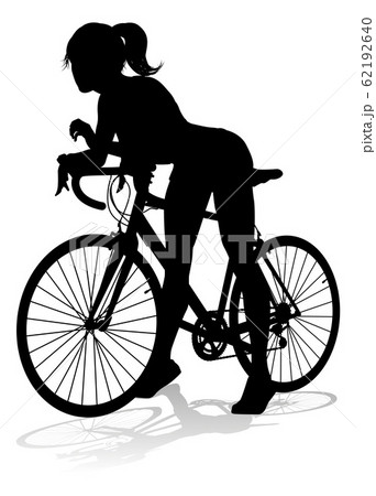 女性 シルエット 自転車 サイクリングのイラスト素材