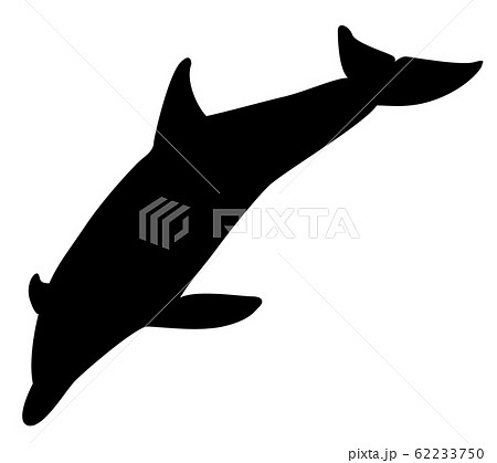 シルエット 魚と水族館の仲間 イルカ03のイラスト素材