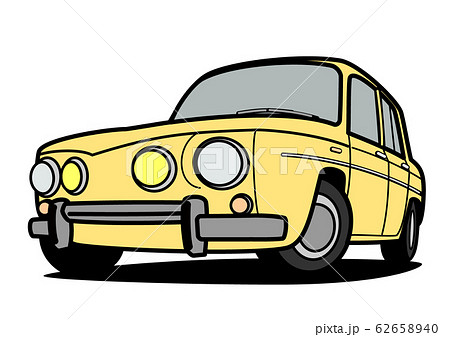 旧車 イラストカー 旧車イラスト かわいい車の写真素材