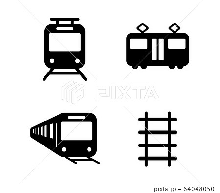 線路 電車 白黒 鉄道 イラストのイラスト素材