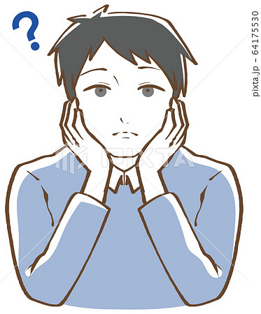 頬杖 男性のイラスト素材