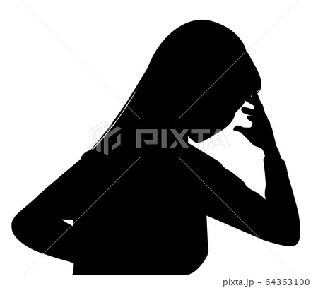 こめかみを押さえるの写真素材