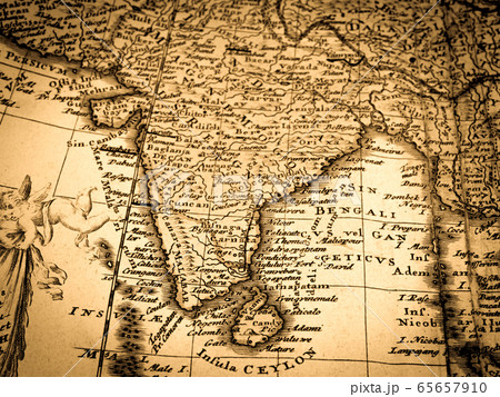 世界地図 インド インド洋 地図の写真素材