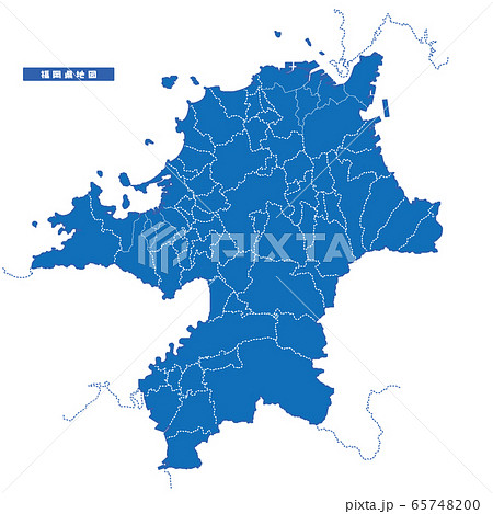 福岡県地図のイラスト素材