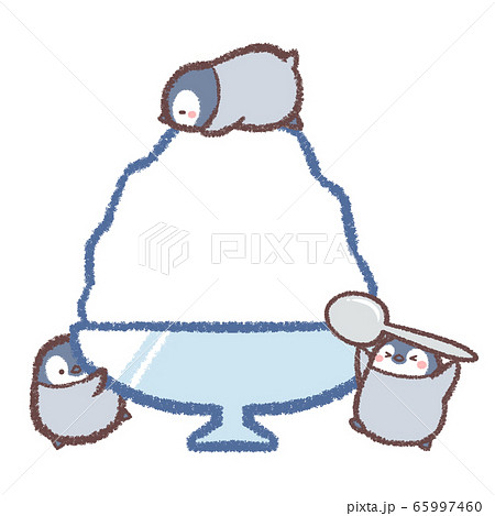 かき氷 ペンギン かわいい 動物のイラスト素材