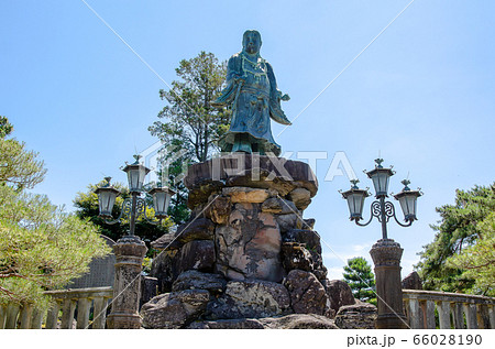 ヤマトタケル銅像 兼六園の写真素材