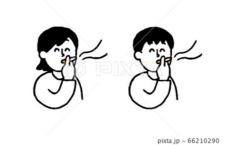 喫煙 タバコ 白黒 煙のイラスト素材