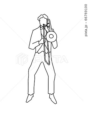 トロンボーン 人物 演奏 管楽器のイラスト素材