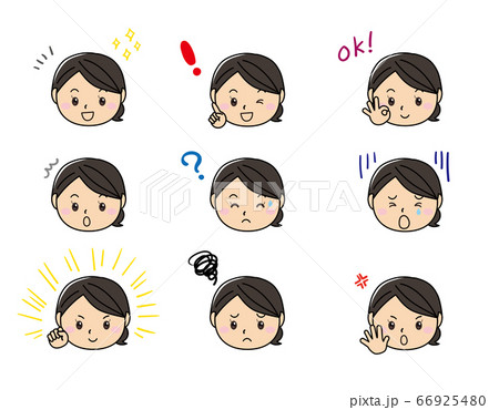 女の子 喜怒哀楽 人物 表情のイラスト素材