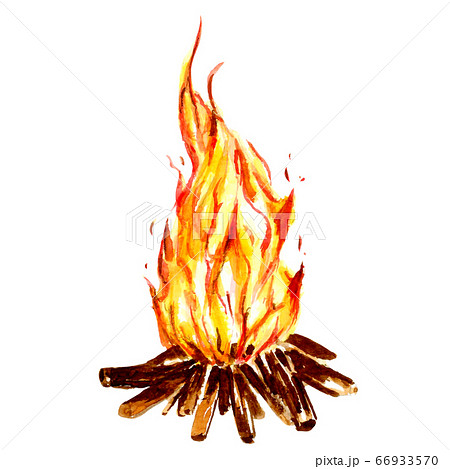 火 ファイヤー 焚き火 イラストの写真素材