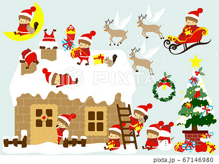 男性 男の子 クリスマスツリー トナカイの写真素材
