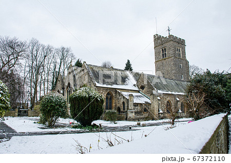 雪景色 冬 ヨーロッパ 雪 イギリス ロンドン 風景 海外の写真素材