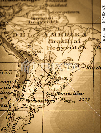 地図 マップ 世界地図 南米の写真素材