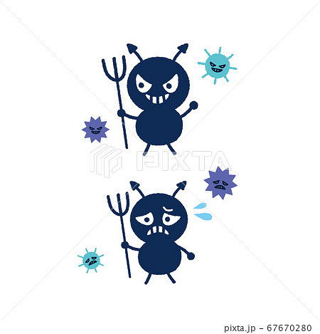 ばい菌 バイキン イラスト キャラクター かわいいの写真素材